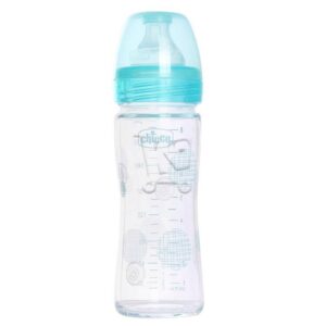 CHICCO BIBERON EN VERRE BLEU 240 ML