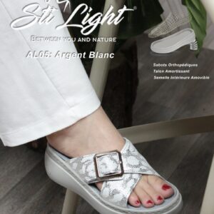 STI LIGHT AL05 CLAQUETTE FEMME ARGENT BLANC