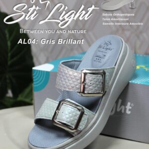 STI LIGHT AL04 CLAQUETTE FEMME  GRIS BRILLANT