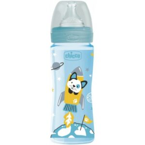 CHICCO BIBERON EN PLASTIQUE BLEU 330 ML