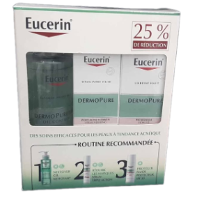 EUCERIN COFFRET GEL NETTOYANT +SERUM TRIPLE ACTION+FLUID PROTECTEUR SPF30