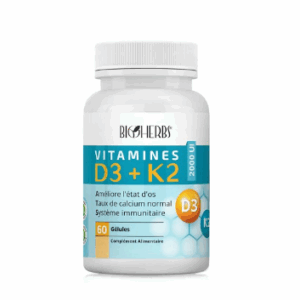 BIOHERBS VITAMINES D3+K2 BT/60 GELLULES