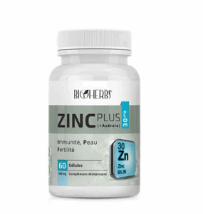BIOHERBS ZINC PLUS 30MG BT 60 GELULES