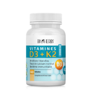 BIOHERBS VITAMINES D3+K2 BT/60GELLULES